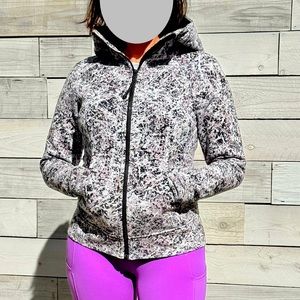 lululemon scuba luminesce full-zip hoodie size 4, splatter white black.